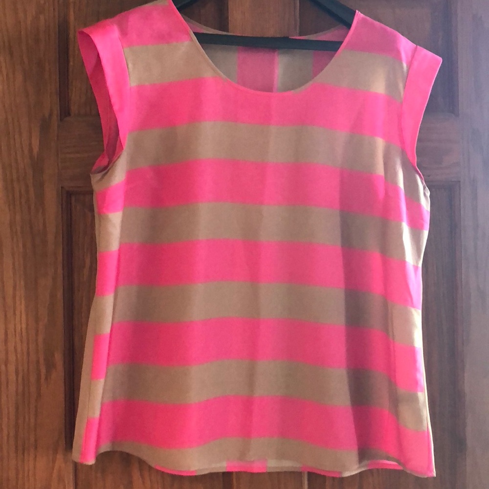 The Limited tan/pink striped flowy shirt
